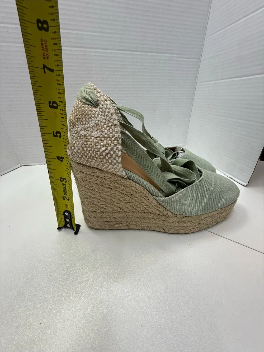 Castañer Carina Canvas Wedge Espadrilles Olive Green Size 37